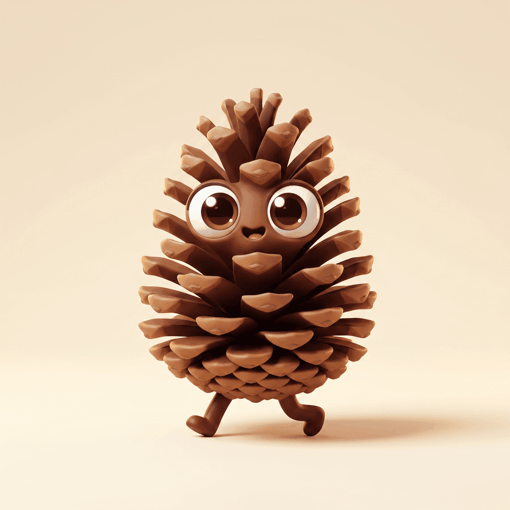 Pricky, the character made from a pinecone from the garden.