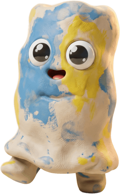 Sparky, the character made from the clay figure.